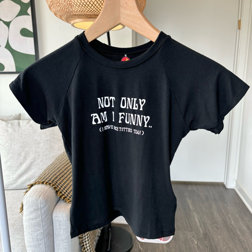 O-MIGHTY Funny Gorl Baby Tee in black